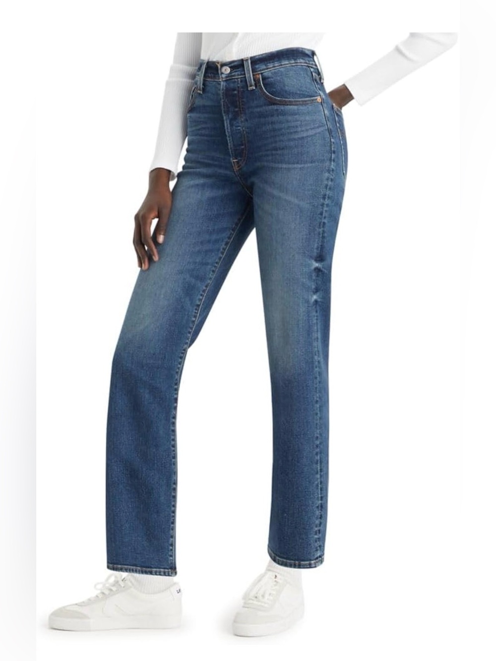 Levi's Women's Ribcage Straight Ankle 
 - Medium Blue